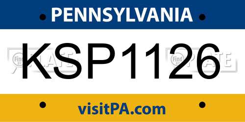 KSP1126 Pennsylvania License Plate