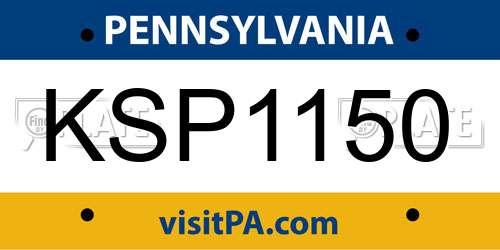 KSP1150 Pennsylvania License Plate