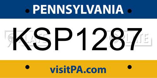 KSP1287 Pennsylvania License Plate