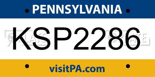 KSP2286 Pennsylvania License Plate