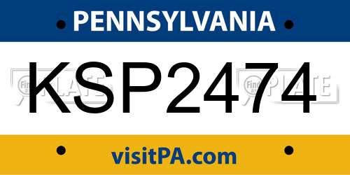 KSP2474 Pennsylvania License Plate
