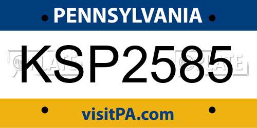 KSP2585 Pennsylvania License Plate