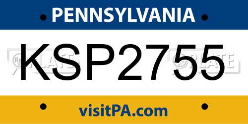 KSP2755 Pennsylvania License Plate