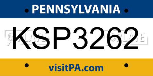 KSP3262 Pennsylvania License Plate