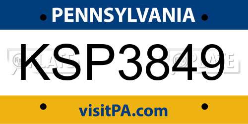 KSP3849 Pennsylvania License Plate
