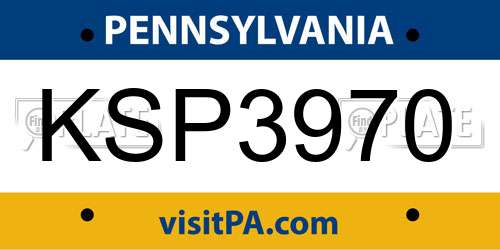 KSP3970 Pennsylvania License Plate