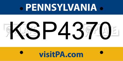 KSP4370 Pennsylvania License Plate