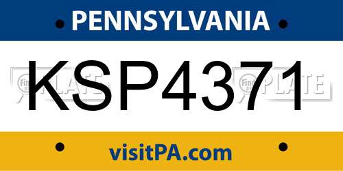KSP4371 Pennsylvania License Plate