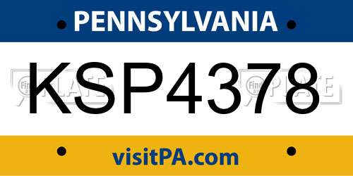KSP4378 Pennsylvania License Plate