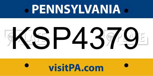 KSP4379 Pennsylvania License Plate