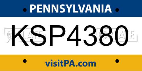 KSP4380 Pennsylvania License Plate