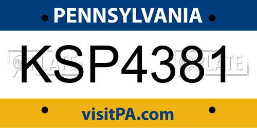 KSP4381 Pennsylvania License Plate