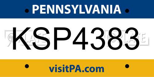 KSP4383 Pennsylvania License Plate