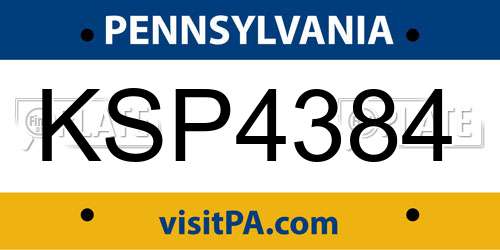 KSP4384 Pennsylvania License Plate