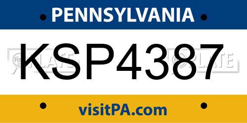 KSP4387 Pennsylvania License Plate