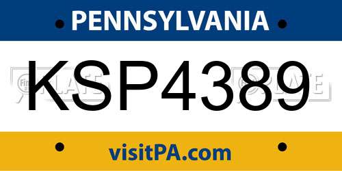 KSP4389 Pennsylvania License Plate