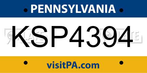 KSP4394 Pennsylvania License Plate