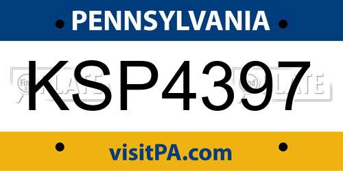 KSP4397 Pennsylvania License Plate