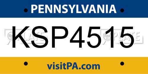 KSP4515 Pennsylvania License Plate