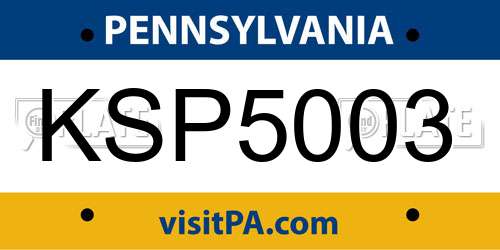 KSP5003 Pennsylvania License Plate