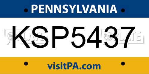 KSP5437 Pennsylvania License Plate