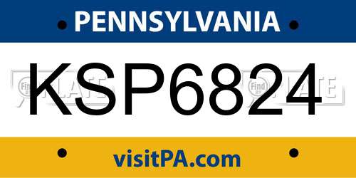 KSP6824 Pennsylvania License Plate
