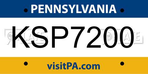 KSP7200 Pennsylvania License Plate