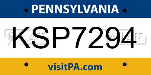 KSP7294 Pennsylvania License Plate