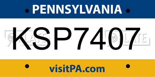 KSP7407 Pennsylvania License Plate