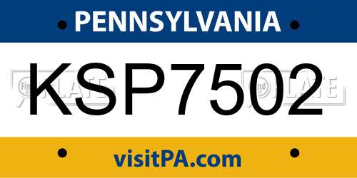 KSP7502 Pennsylvania License Plate