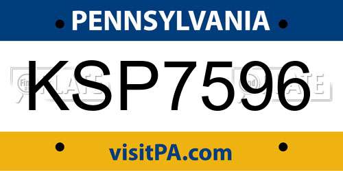 KSP7596 Pennsylvania License Plate