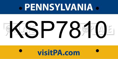 KSP7810 Pennsylvania License Plate