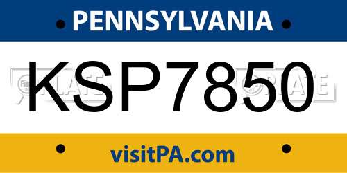 KSP7850 Pennsylvania License Plate