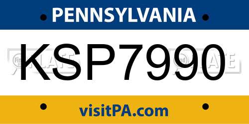 KSP7990 Pennsylvania License Plate