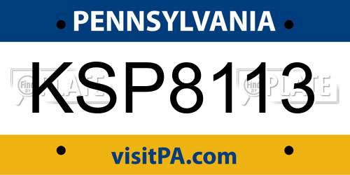 KSP8113 Pennsylvania License Plate