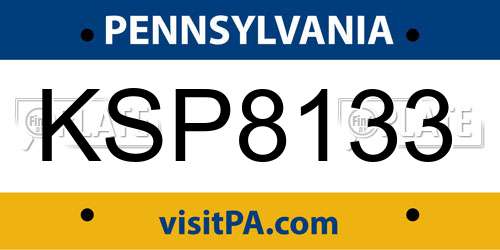 KSP8133 Pennsylvania License Plate