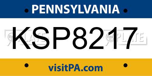 KSP8217 Pennsylvania License Plate