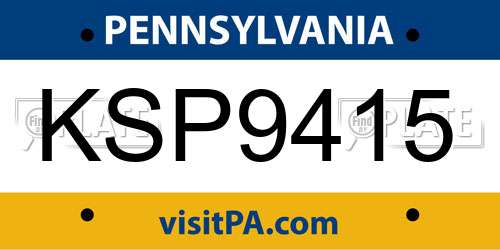 KSP9415 Pennsylvania License Plate