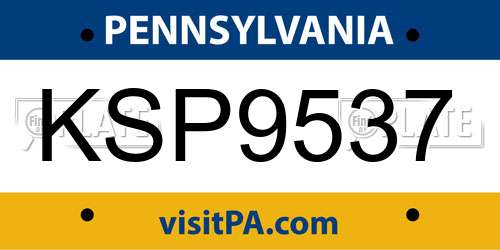 KSP9537 Pennsylvania License Plate