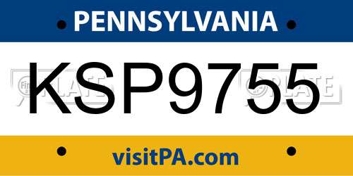 KSP9755 Pennsylvania License Plate