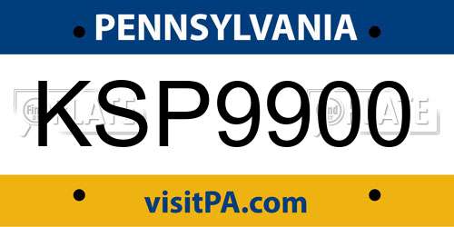 KSP9900 Pennsylvania License Plate