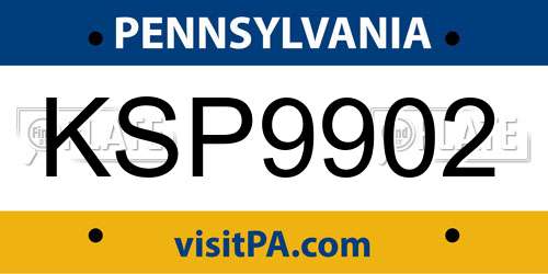 KSP9902 Pennsylvania License Plate