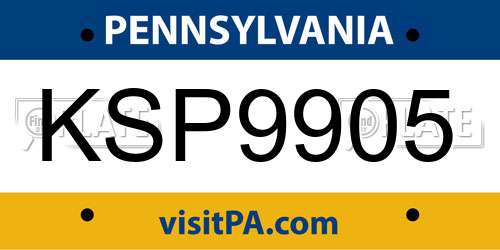 KSP9905 Pennsylvania License Plate