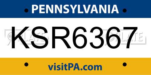 KSR6367 Pennsylvania License Plate
