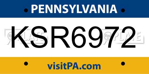 KSR6972 Pennsylvania License Plate