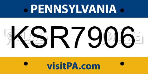 KSR7906 Pennsylvania License Plate