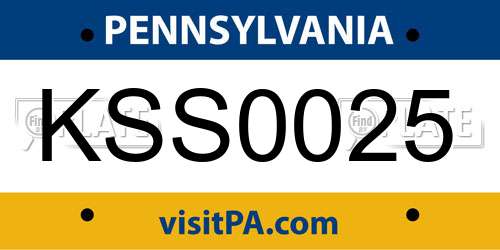 KSS0025 Pennsylvania License Plate