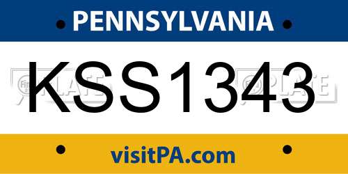 KSS1343 Pennsylvania License Plate