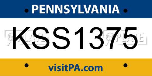 KSS1375 Pennsylvania License Plate