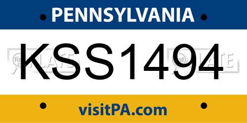 KSS1494 Pennsylvania License Plate